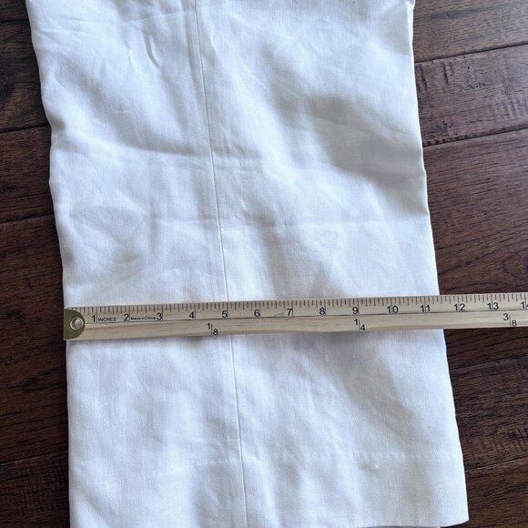 J. Crew Women Linen Blend White Wide Leg Sz 22 Pant High Rise Slash Pocket LINEN - Picture 9 of 14